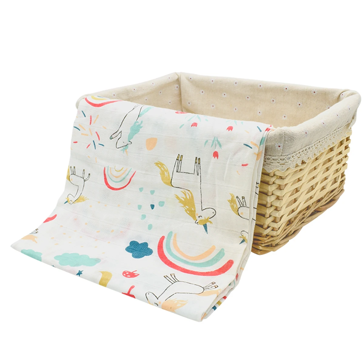 Color: Red - 1Pc Muslin 100% Cotton Baby Swaddles Soft Newborn Wrap INS Style Infant Blankets 120*110CM