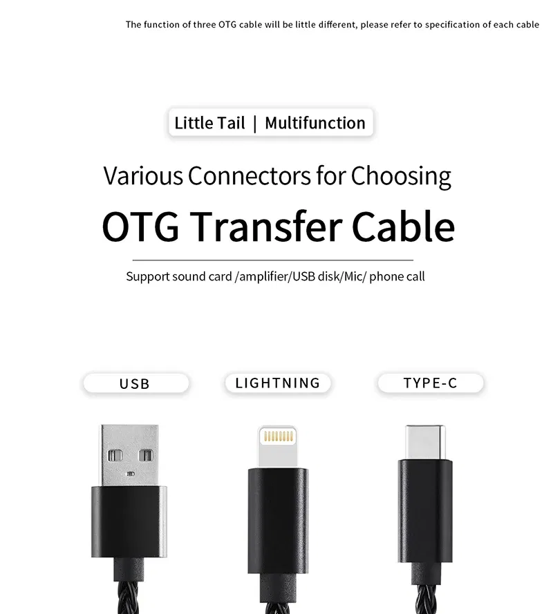 Color: BROWN - JCALLY OT4 OTG multi-function adapter cable Light-ning TPYE-C USB  interface wire control for UP5 M3X UA2 ATOM LINK2 UA5 BEAM3S