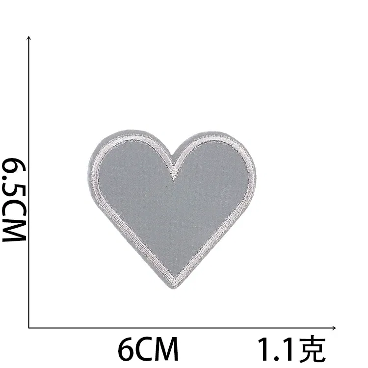Color: Black Nickel - 1pc Reflective Patches For Night Clothing Iron On Star Heart Flower Football Hand Diamond Stickers Diy Jackets Badge Appliques