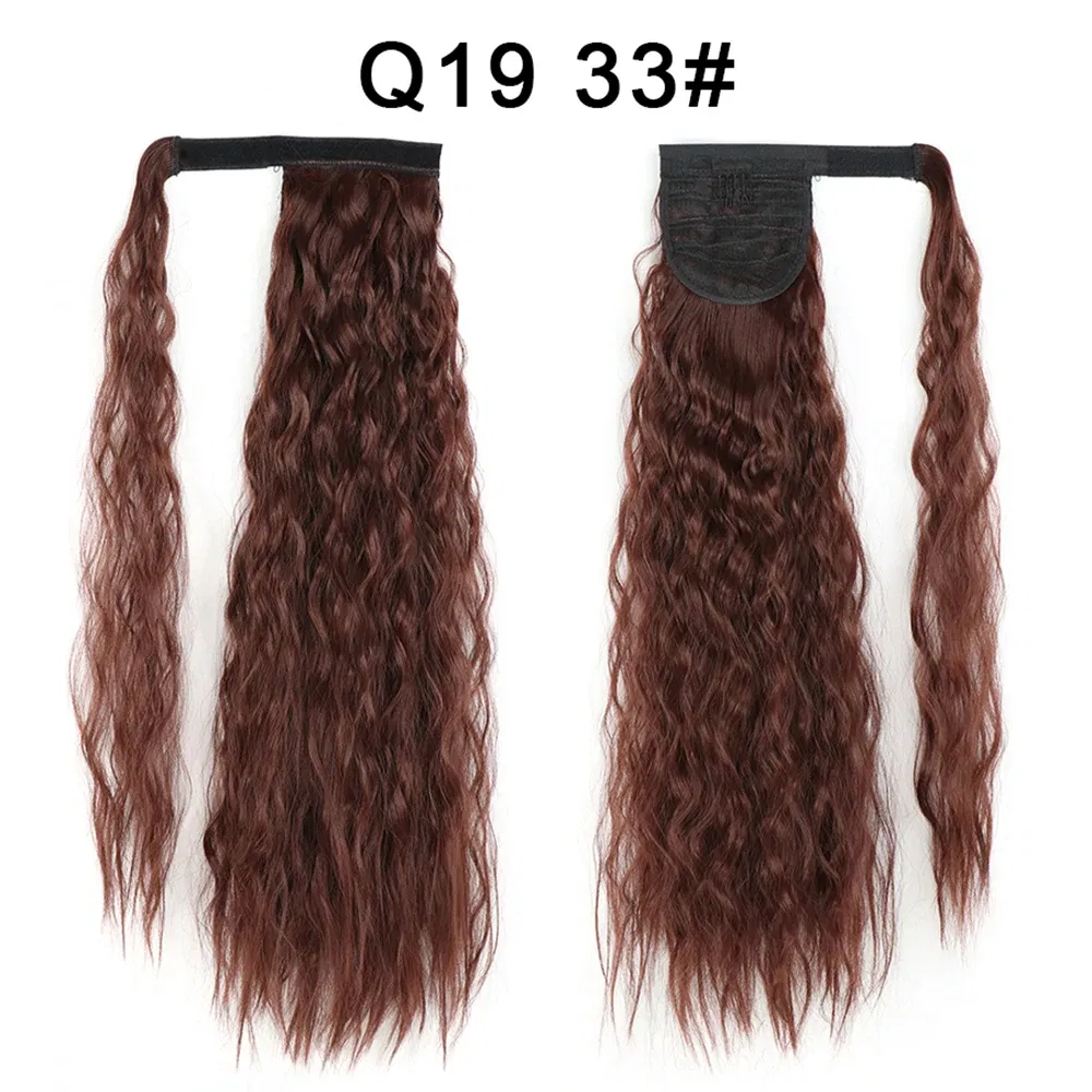 Color: #33 - LINWAN Synthetic Long Straight Wrap Around Clip In Ponytail Hair Extension Heat Reistan Pony Tail Fake Hair