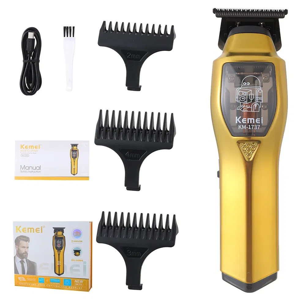 Color: green - Kemei Electric Hair Clippers and Hair Trimmer Kit Men Professional USB-C Rechargeable Cordless 0mm Finish Hair Cutting Machine