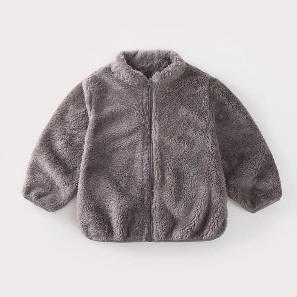 Color: SKY BLUE, Kid Size: 5T - Solid Color Fashion Children Plush Coat Autumn Winter Warm Baby Girl Boy Casual Jacket Greatcoat Kids Clothing Toddler Outerwear