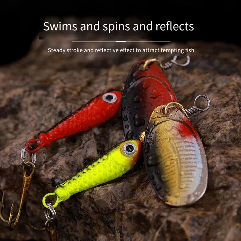 Color: Antique Brass - Rotating Metal Spinner Fishing Lures 9.1g 7cm Sequins Iscas Artificial Hard Baits Crap Bass Pike Treble Hook Tackle Accessories