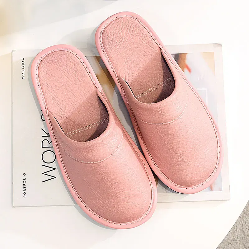 Color: green, Shoe Size: 14 - Mens Bedroom Leather Slippers Unisex Black Home Shoes Big Size 47 48 Man's Slippers Indoor Comfy Males Slides Family Flats Shoes