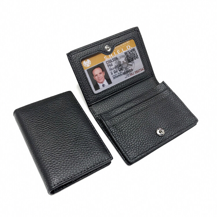 Color: black - NEW 2024 Genuine Leather Wallet Ultra-thin Fold Unisex Purse Credit Card ID VIP Bank Slim Bag Simple Business Card Holders