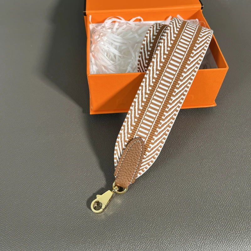 Color: Silver, Size: Other - Herbag Evelyn Replacement Shoulder Strap Gold Togo Cowhide Woven Canvas 5cm Wide Hand-Sewn