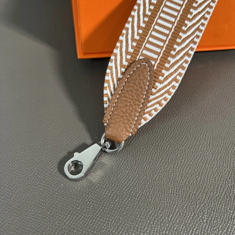 Color: Silver, Size: Other - Herbag Evelyn Replacement Shoulder Strap Gold Togo Cowhide Woven Canvas 5cm Wide Hand-Sewn