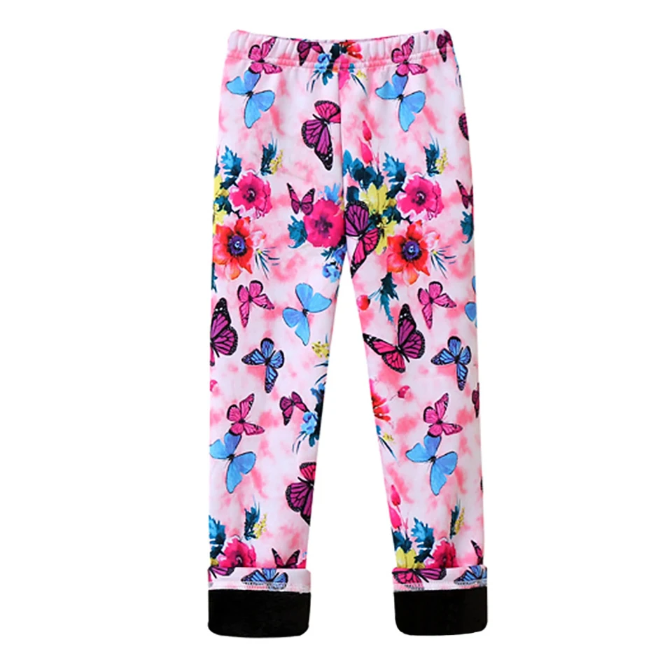 Color: Lavender, Size: 80 - Girls Warm Plush Long Pants for Autumn Spring Cartoon Butterfly Striped Soft Cozy Leggings Fleece-Lined Bottoms Kids Casual Wear