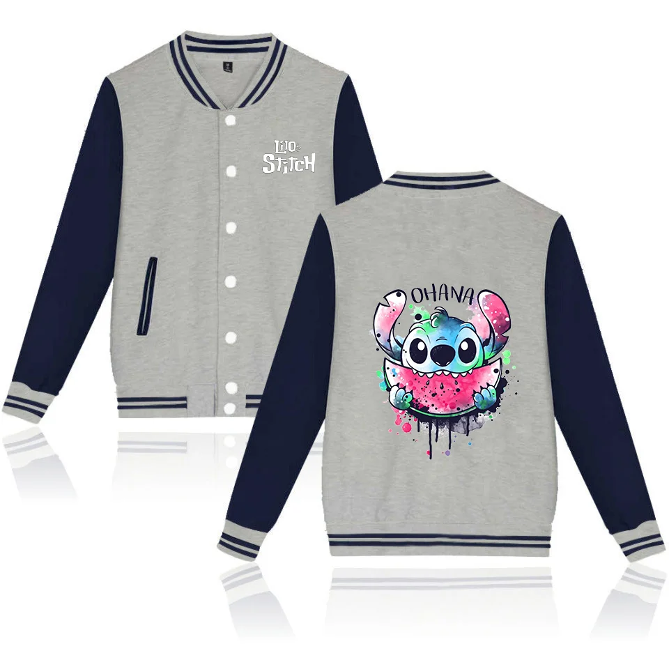 Color: Brown, Size: XS - Lilo Stitch Baseball Jacket Men Women Hip Hop Harajuku Jackets Streetwear Kids Boys Girls Loose College Coats
