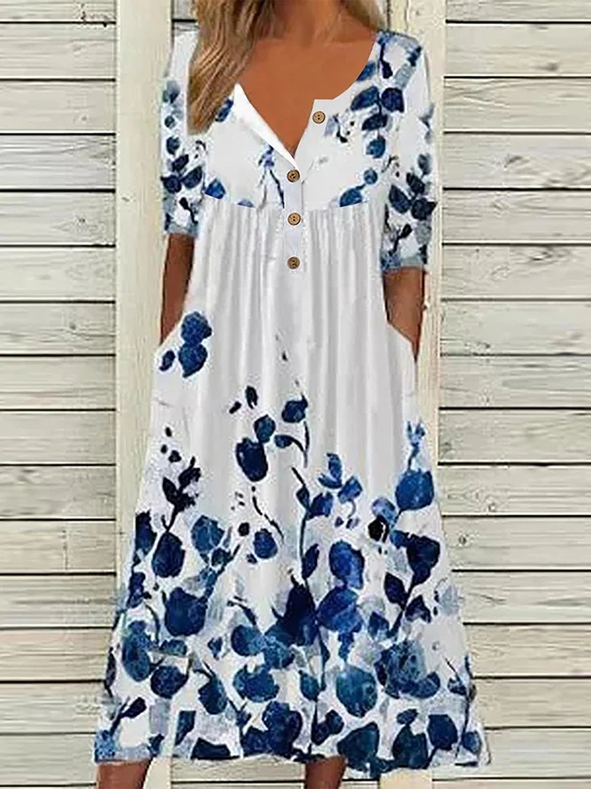 Color: black, Size: 2XL - 2024 Europe and the United States spring new fashion printed V-neck button short sleeve plus size women's size women's pocket