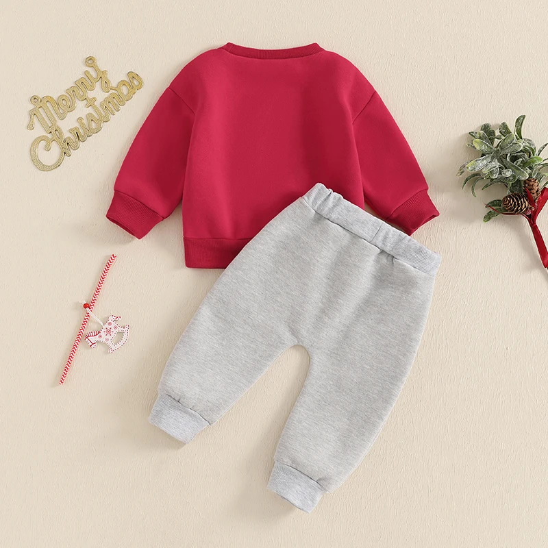 Color: Red, Kid Size: 4T, Ships From: CHINA - 2024-09-12 Lioraitiin Toddler Baby Boys Christmas Outfits Long Sleeve Santa Embroidery Sweatshirt and Pocket Pants Clothes Set