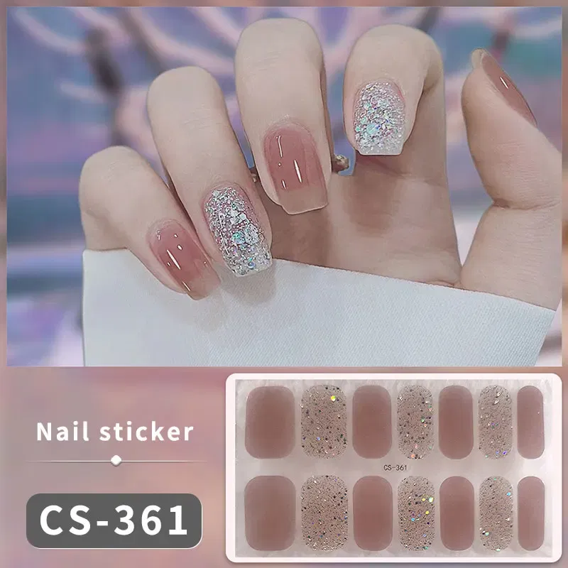 Color: Medium Auburn - DIY Gel Nail Stickers Cured-free Long-Lasting Solid Color Nail Strips Patch Slider Sticker Full Cover Decal Nail Manicure Patch