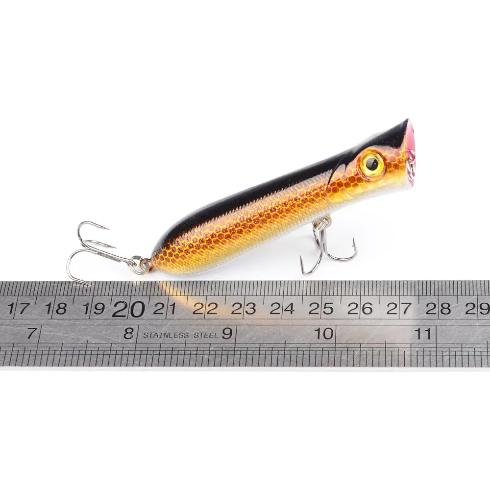 Color: Red - 80mm 12g 6# Hook Popper Hard Bait Wobbler Fishing Lure Artificial Floating Trailer Ocean Fishing Bionic Carp Tackle Sea Fishing