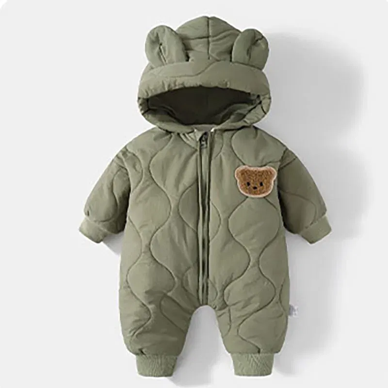 Color: Turquoise, Ships From: CHINA, Kid Size: 9M - ?»? Winter Baby Outwear Clothing Fur Lining Warm Toddler Girl's Boy's Rompers Cartoon Bear Infant Jumpsuit