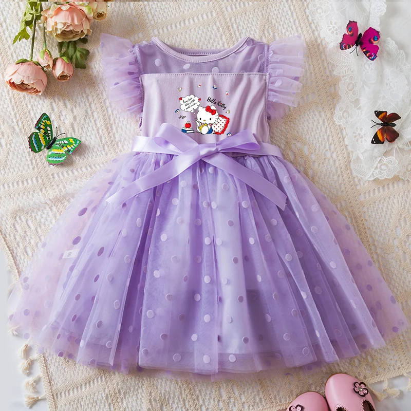 Color: army green, Size: S - Hello Kitty 2-6Y Baby Girl Dress Princess Mesh Skirt Summer Sleeveless Wedding Party Dresses for Girls Summer