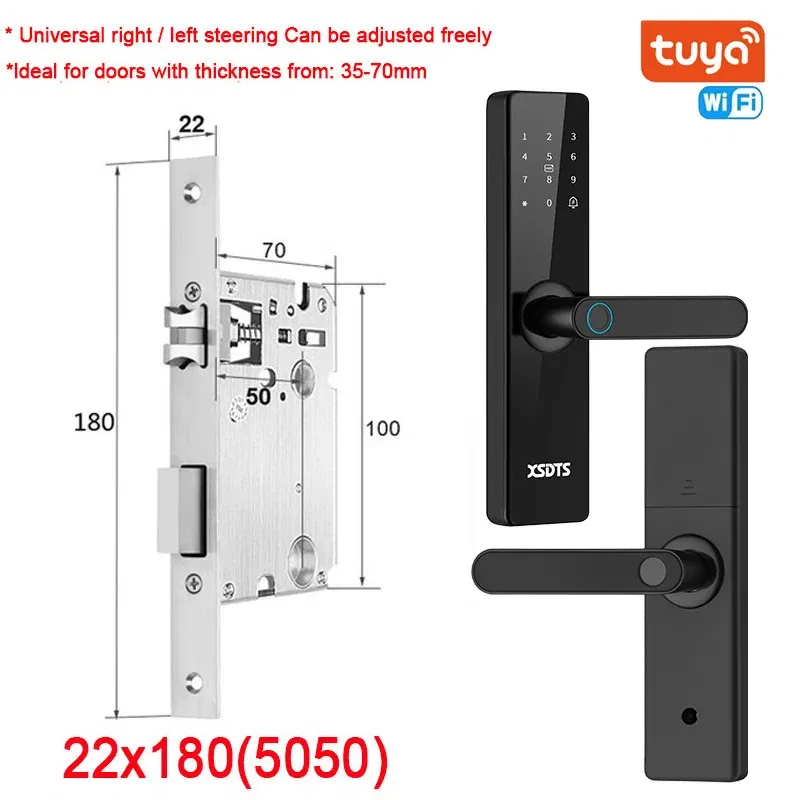 Color: Gold, Ships From: CHINA - New! Tuya Wifi Electronic Smart Door Lock With Biometric Fingerprint / Smart Card / Password / Key Unlock/ USB Emergency Charge
