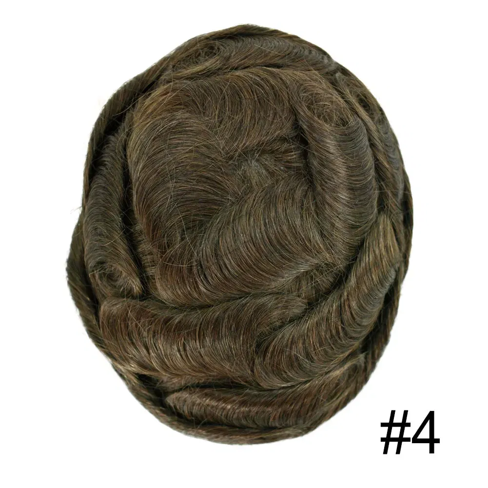 Toupee Color: 4#, Toupee Density: 100%, Length: 6 inches, Ships From: CHINA, Toupee Size: 8x10 - Men Toupee Hair Systems Ultra Thin Skin 0.06MM V-LOOP Capillary Prosthesis Invisible Hairline Real Human HairPieces Hair Units