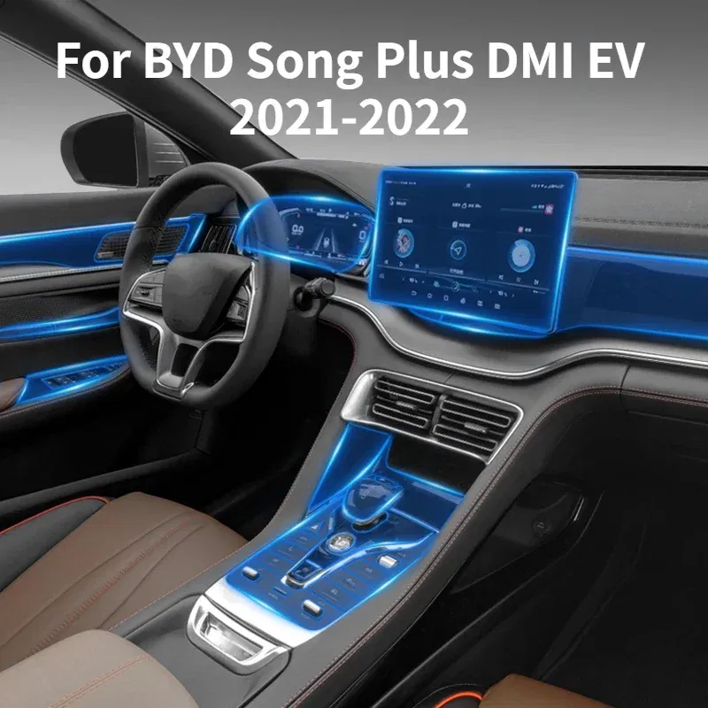 Color Name: Red - For BYD Song Plus DMI EV 2021-2022 Car Center Console Navigation Instrument Screen Transparent TPU Protective Film Car Interior
