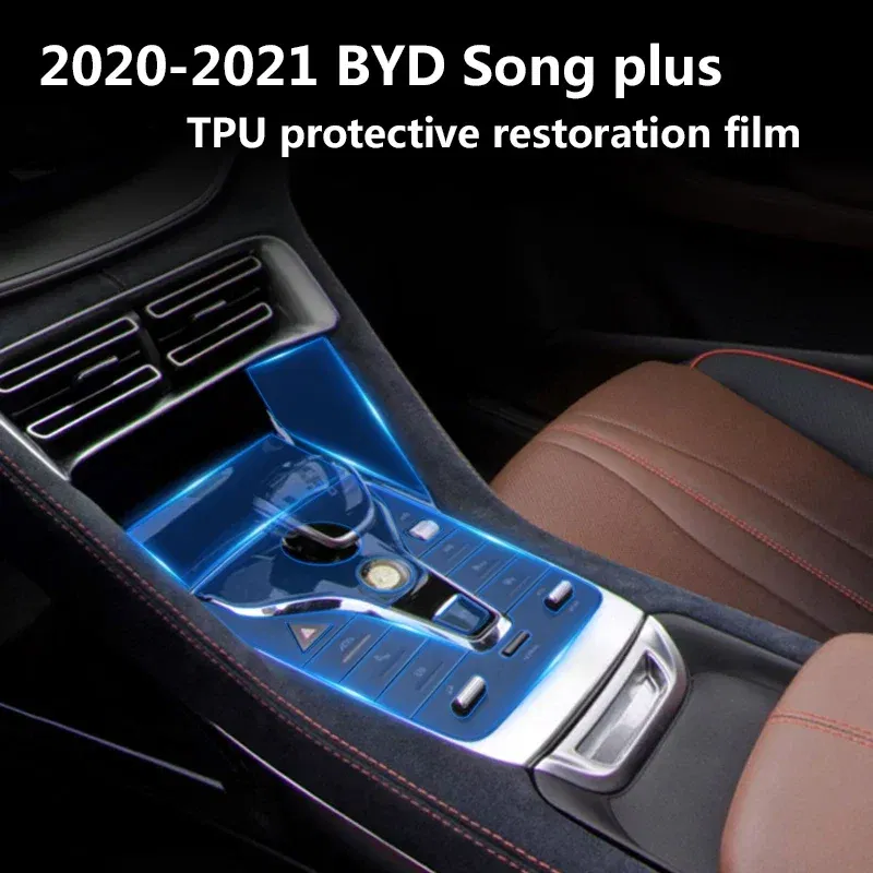 Color Name: Red - For BYD Song Plus DMI EV 2021-2022 Car Center Console Navigation Instrument Screen Transparent TPU Protective Film Car Interior