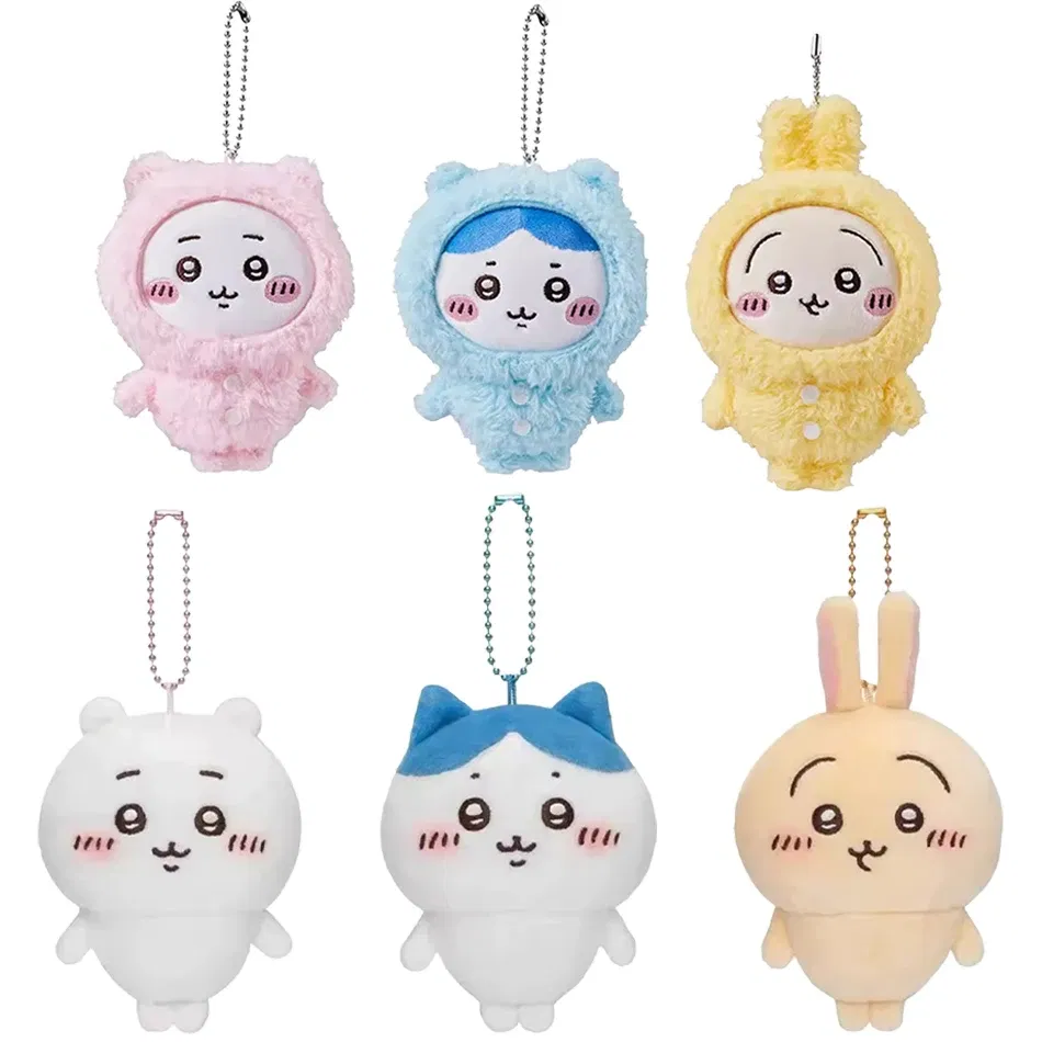 Color: RosyBrown - MONISO Chiikawa Doll Anime Cute Pajama plush pendant Hachiware Cartoon Bag Pendant Keychain Plush Doll Pendant Toy Birthday Gift