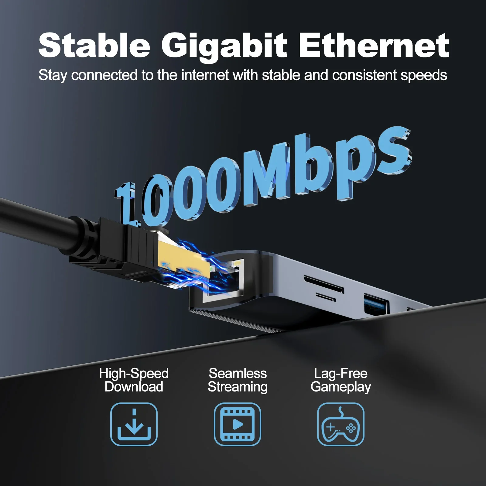 Color: GRAY - 8 in 1 USB C Hub with 4K 60Hz HDTV 1Gbps Ethernet 100W Power Delivery SD/TF Card Slots USB 3.0*3 5Gpbs Data Ports for MacBook