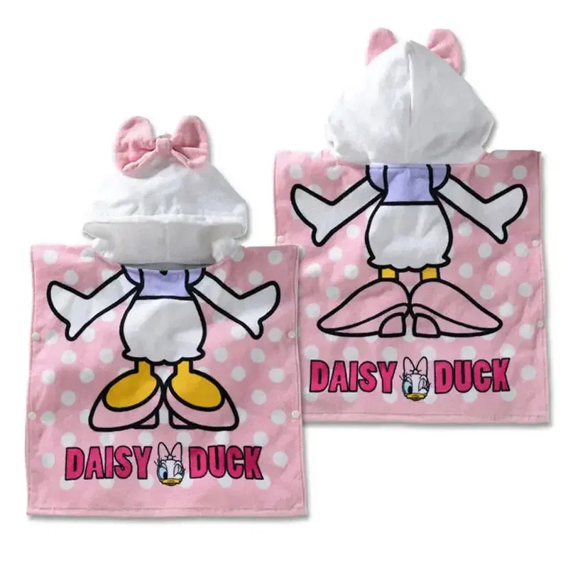 Color: Blue - Disney Kids Hooded Bath Towel Child Breathable Beach Towel Mickey Minnie McQueen Car Cartoon Boy Girl Towel 60x120cm