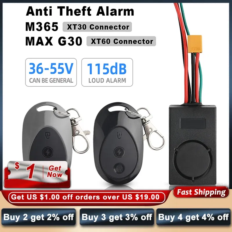 Color: Light Grey - Electric Bike Anti Theft System One Touch Start Electric Bike Alarm Anti Theft Device Compatible For M365/ Nunbo MAX G30