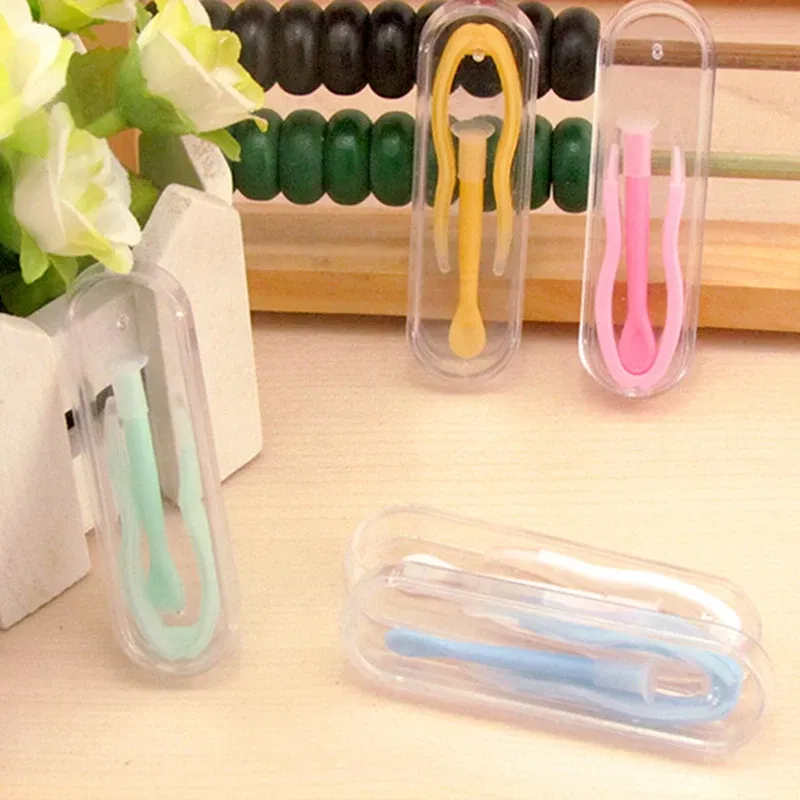 Color: SKY BLUE - Remover Contact Lenses Inserter Color Tweezers Suction Stick Eyes Care Tool Kit Contact Lens Case Clip Stick Tweezers Pupils