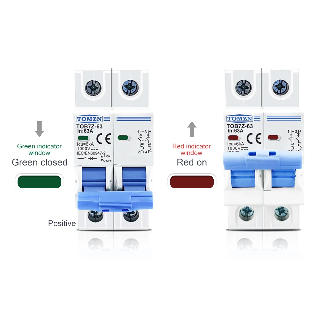 Rated Current: 32A - 2P DC 1000V Solar Mini Circuit Breaker 3A 6A 10A 16A 20A 25A 32A 40A 50A 63A DC MCB for PV System