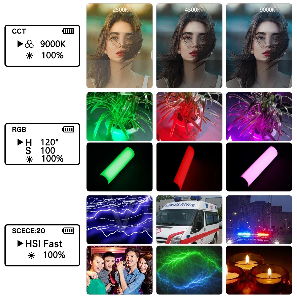 Color: grey, Ships From: CHINA - SH W200 RGB Photography Light 2500k-9000K 3000mah With Diffuser Effect Light Stick Outdoor Vlog Video Fill Lighting