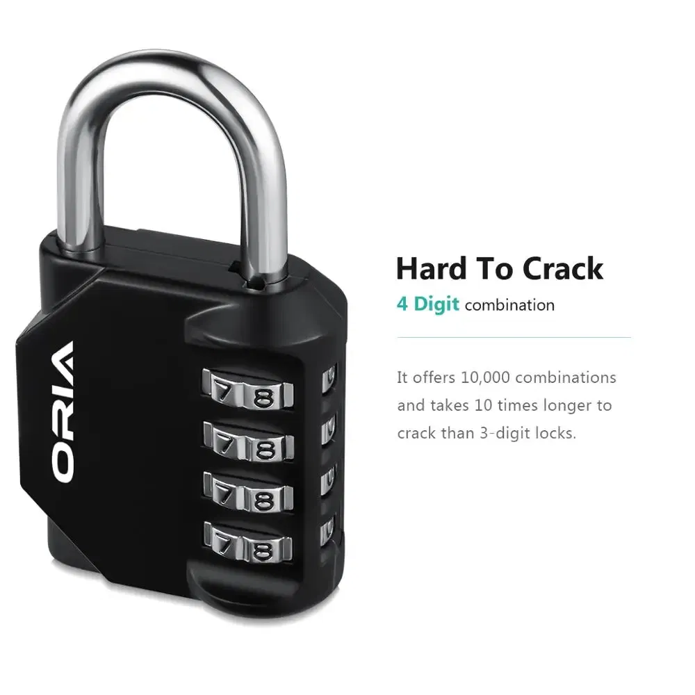 ORIA Combination Padlock 2PCS Password Locks 4 Digit Waterproof Outdoor Lock For Door Suitcase Bag Package Cabinet Locker Window
