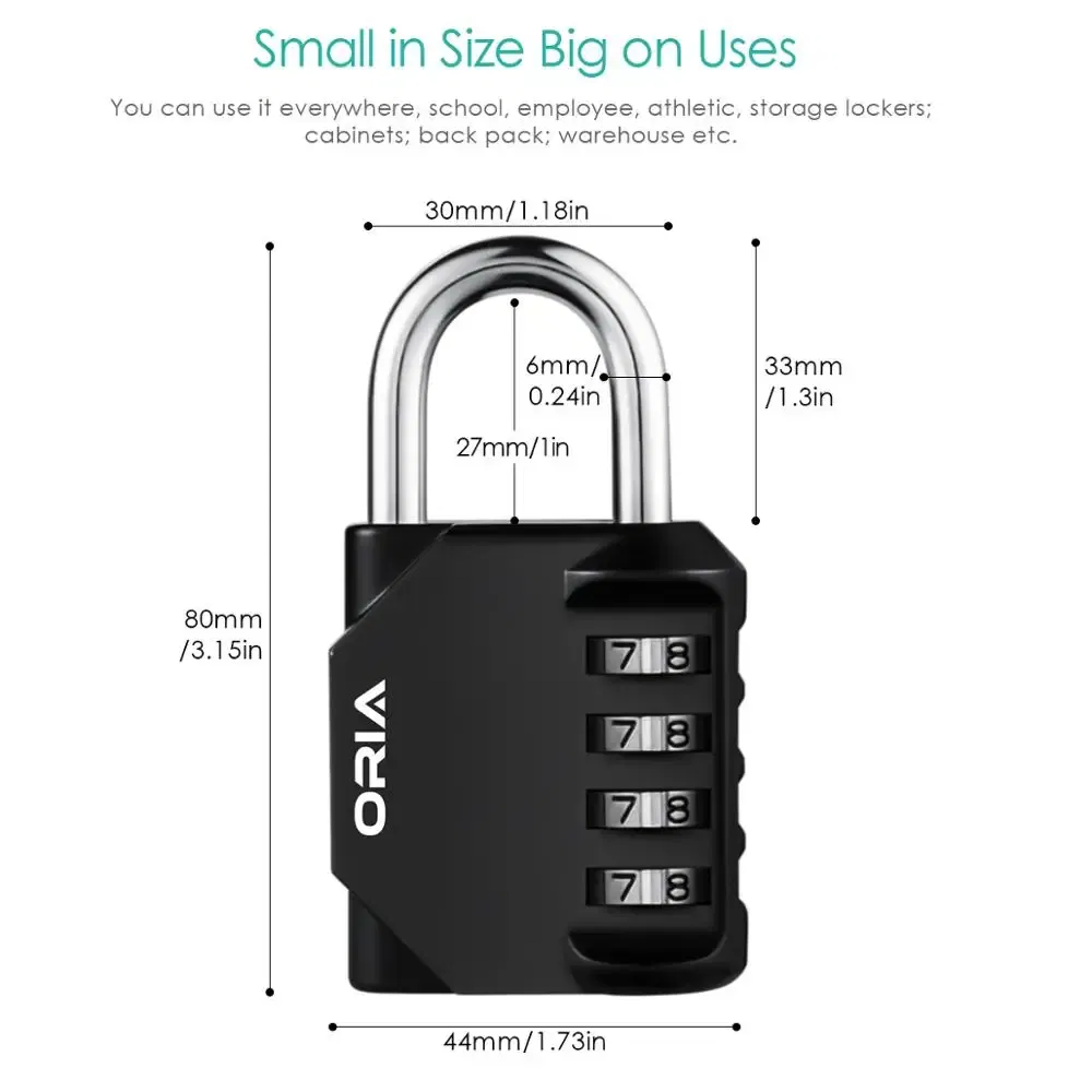ORIA Combination Padlock 2PCS Password Locks 4 Digit Waterproof Outdoor Lock For Door Suitcase Bag Package Cabinet Locker Window