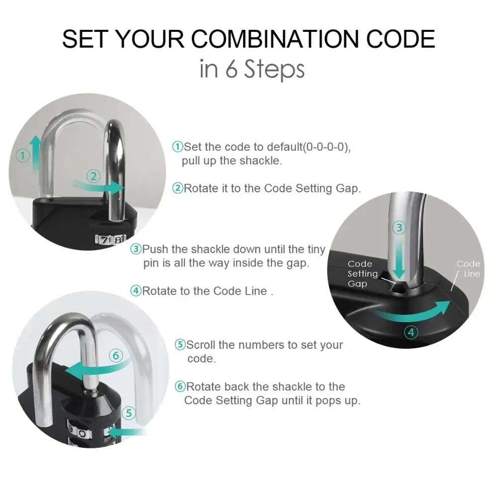 ORIA Combination Padlock 2PCS Password Locks 4 Digit Waterproof Outdoor Lock For Door Suitcase Bag Package Cabinet Locker Window