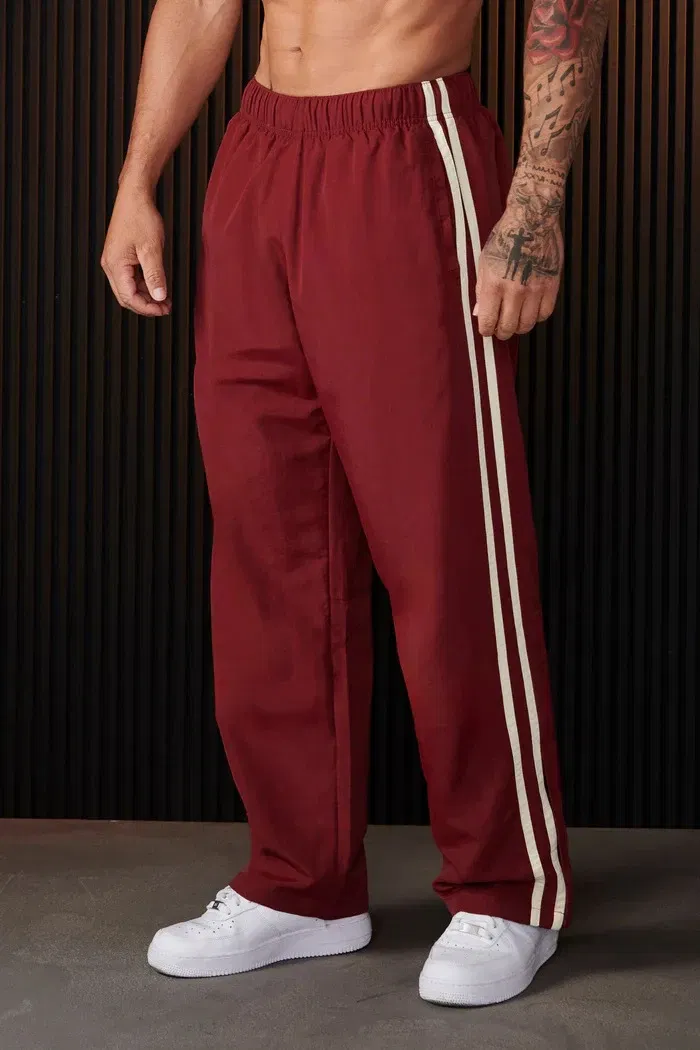Color: Gold, Size: XL - Jogger Men's Sweatpants Gym Sports Fitness Splicing Strips Printing Mid Waist Casual Pants Ya Fashion Men Clothing Wide Leg Pan