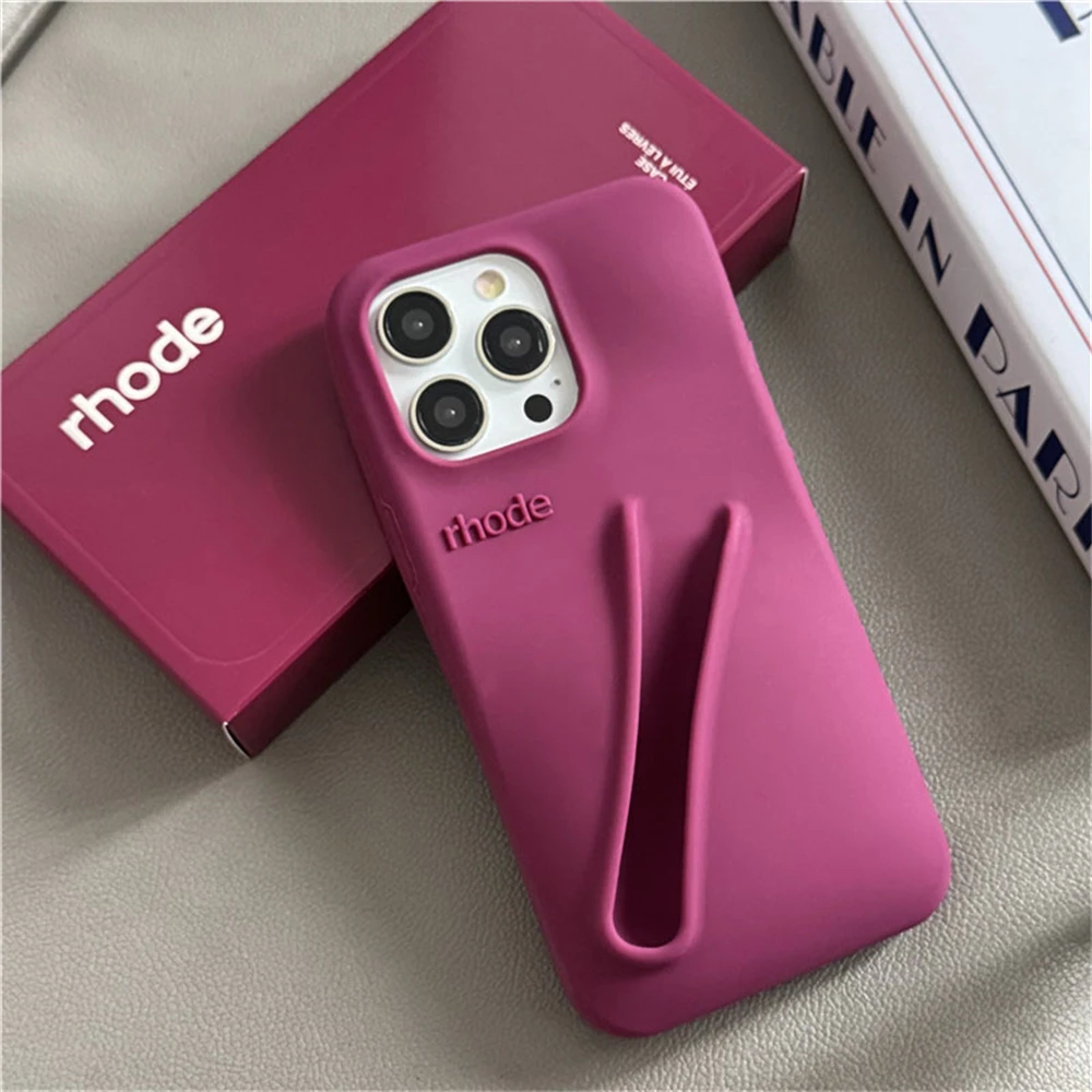 Color: Navy Blue, Compatible-Phone Models: For iPhone 14 Pro Max - New Rhode Lipstick Soft Silicone Phone Case for iPhone 16 15 14 13 12 11 Pro Max Plus Portable Lip Gloss Holder Cover with Box