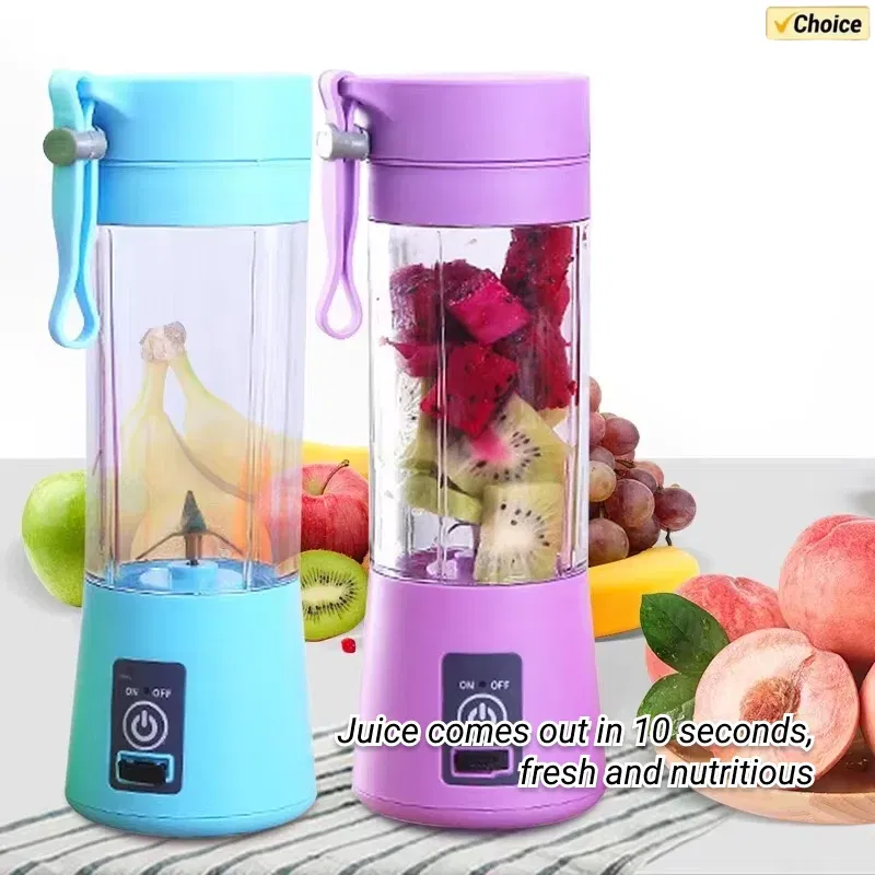 Color: PURPLE - Portable Mini Blender for Shakes and Smoothies Rechargeable USB 380ML Traveling Fruit Juicer Cup Hand Fruit Blender Juicing Cup