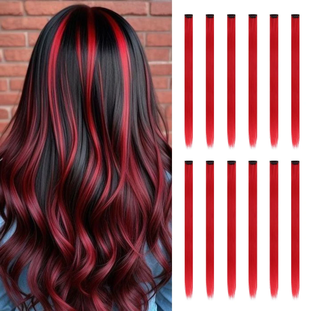 Color: Yellow, Stretched Length: 22INCHES - 12-Pack 22" Long Heat Resistant Women's Clip-In Hair Extensions - Durable BB Clip, Natural Look, Trimmable, Easy to Style
