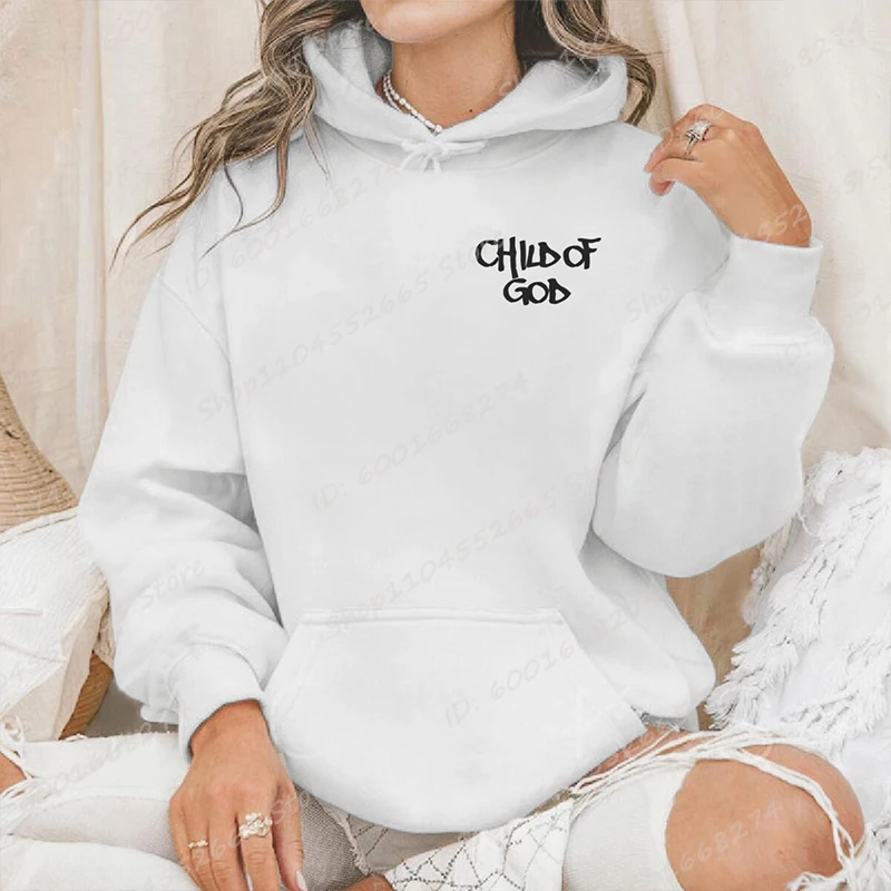 Color: Red, Size: S - I Am A God Child Letter Print Hoodies Christian God Sweatshirts Hooded Pullover Pray The Lord Sweatshirt Women's Clothing