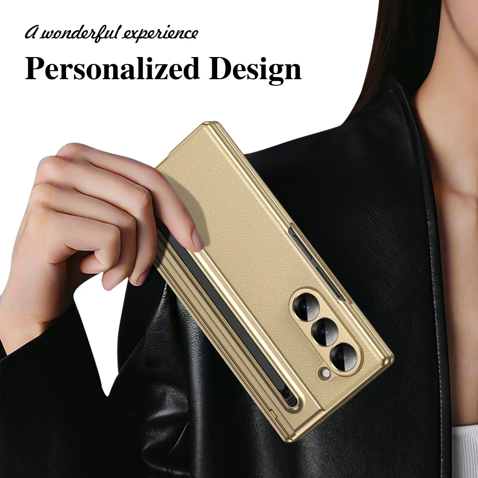 Color: WHITE, Material: aluminum - With Touch Pen For Samsung Galaxy Z Fold 6 Slim 5 W25 5 4 3 Case Leather Plating Hinge 360 Full Screen Protector Folding Cover