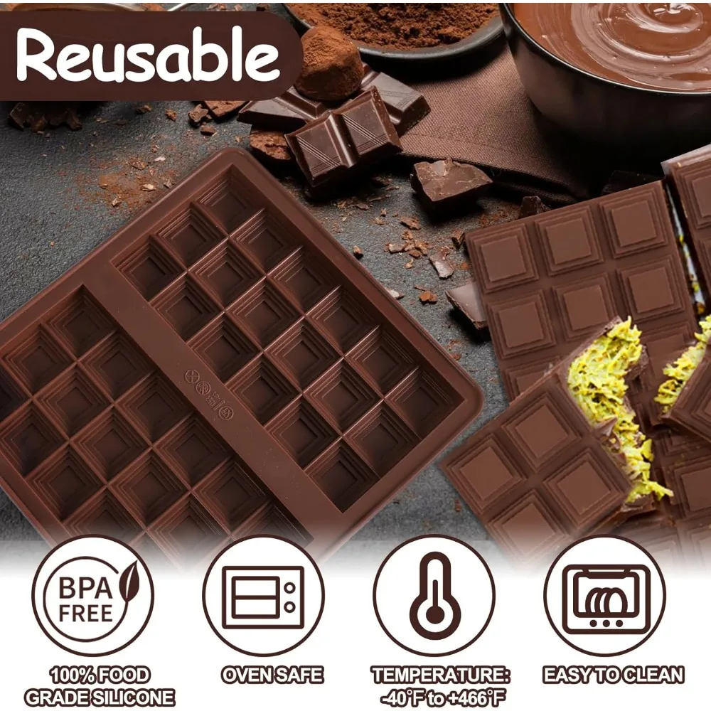 Silicone Dubai Chocolate Bar Mold with 100pcs Storage Bags for Candy Chocolate Pistachio Knafeh Stuffed Chocolate Bars DIY Mold