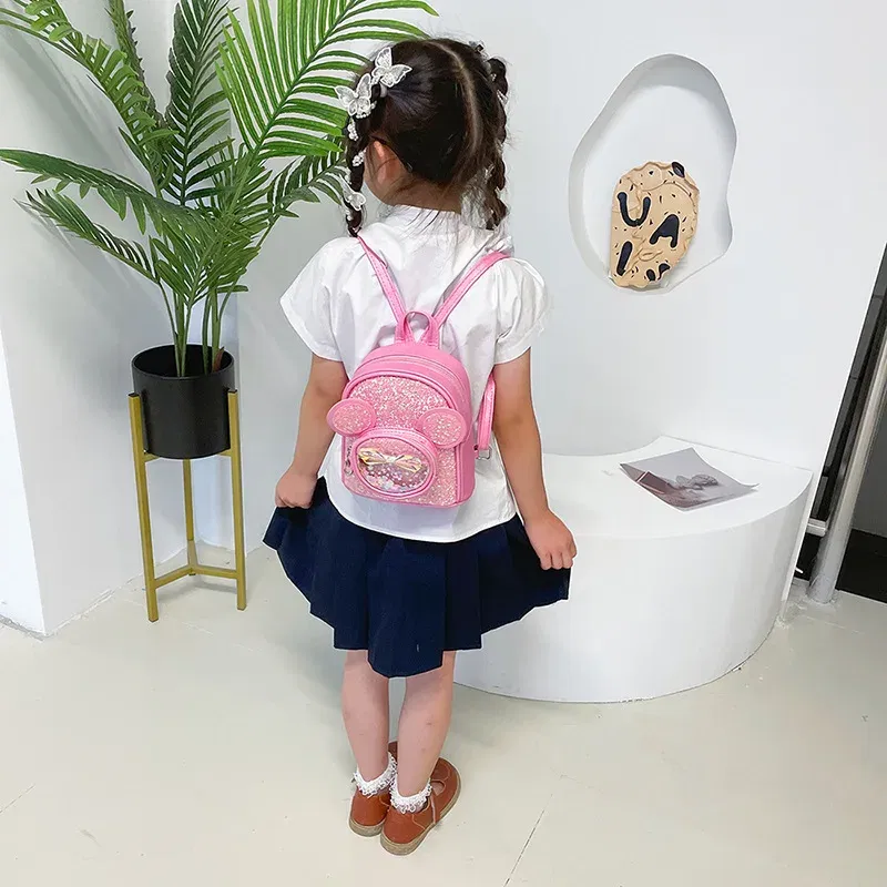 Color: Gold - New Cute Children's Bag Fashion Sequin Kindergarten Backpacks for Baby Girls Cartoon Casual Schoolbag Princess Bag Girls Gifts