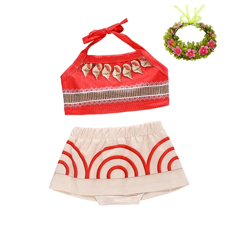 Color: Pink, Kid Size: 11 - Little Girls Dress up Moana Baby Kids Two Pieces Set Top +Pants Infant Vaiana Role Play Festival Princess Costume Casual Clothes