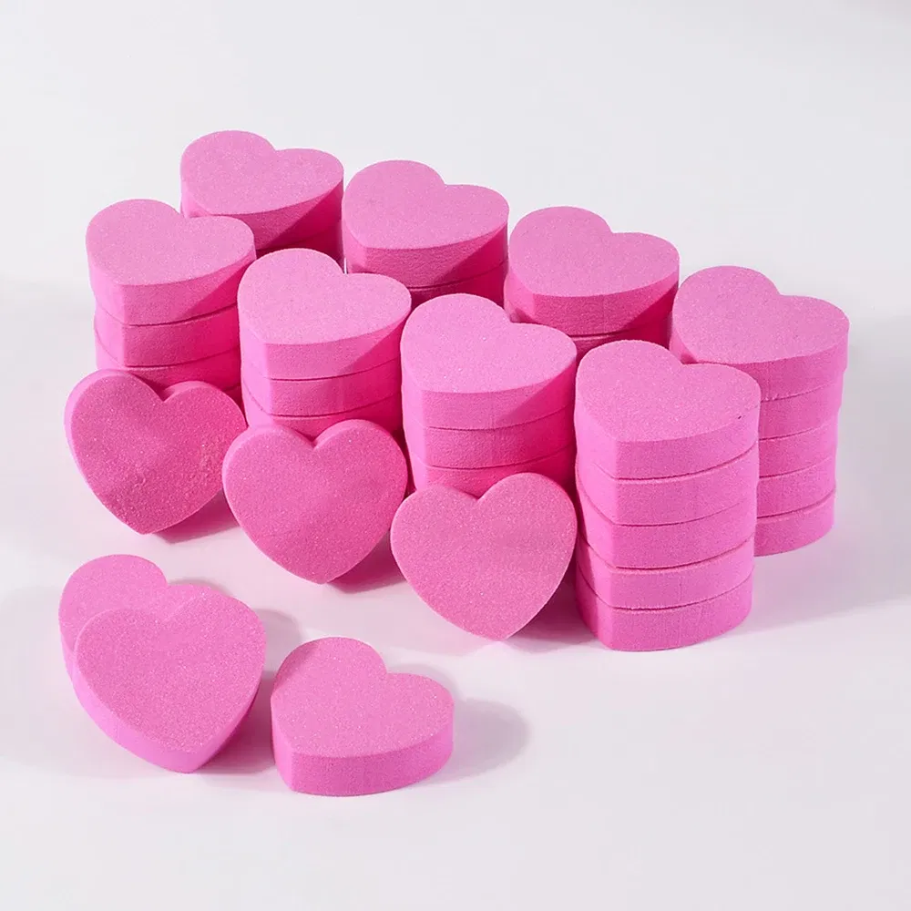 Color: Gold - 1pc/5pcs/10pcs Heart Sponge Nail Files Blocks 180/240 Double-sided Polishing Sanding Buffer Washable Sandpaper Manicure Tools