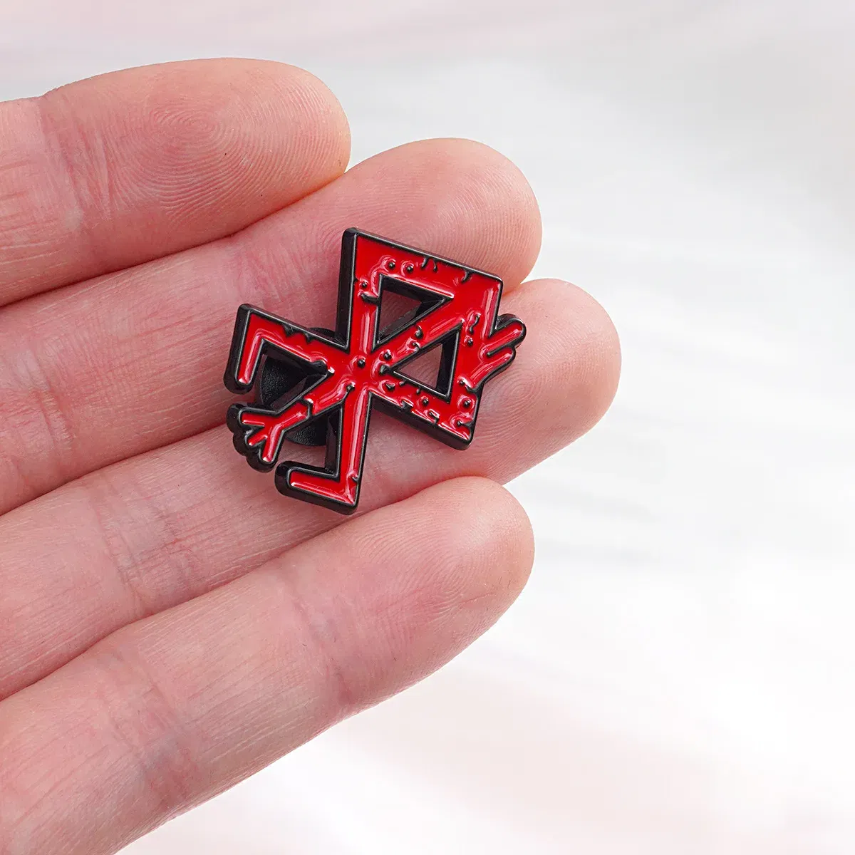 Metal color: SILVER PLATED - Berserk Beherit Anime Game Red Cartoon Alloy Brooch Clothing Personalized Matching Costume Accessories Badges Anime Pins