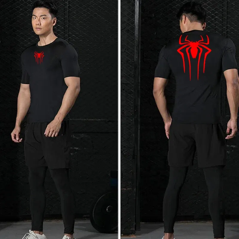 Color: Pink, Size: S - Printed Men's Athletic Compression Shirts Athletic Quick Dry Breathable Rash Guard Athletic Tight Workout Tops Summer Men