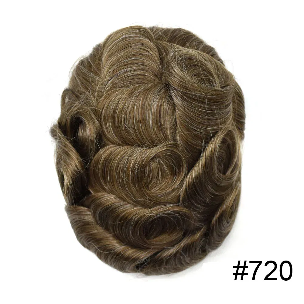 Toupee Color: 720#, Toupee Density: 90%, Length: 6 inches, Ships From: CHINA, Toupee Size: 8x10 - Men Toupee Hair Systems Ultra Thin Skin 0.06MM V-LOOP Capillary Prosthesis Invisible Hairline Real Human HairPieces Hair Units