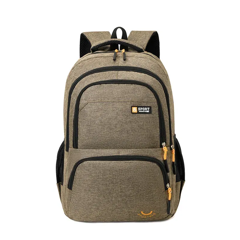 Color: Khaki - New Large-Capacity Leisure Shoulders Backpack Outdoor Business Laptop Backpack Schoolbag