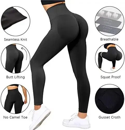 Color: Navy Blue, Size: S - Knitted Seamless Fitness Leggings GYM Pants Women High Waist Push Up Leggings Tight Peach Buttocks Yoga Pants