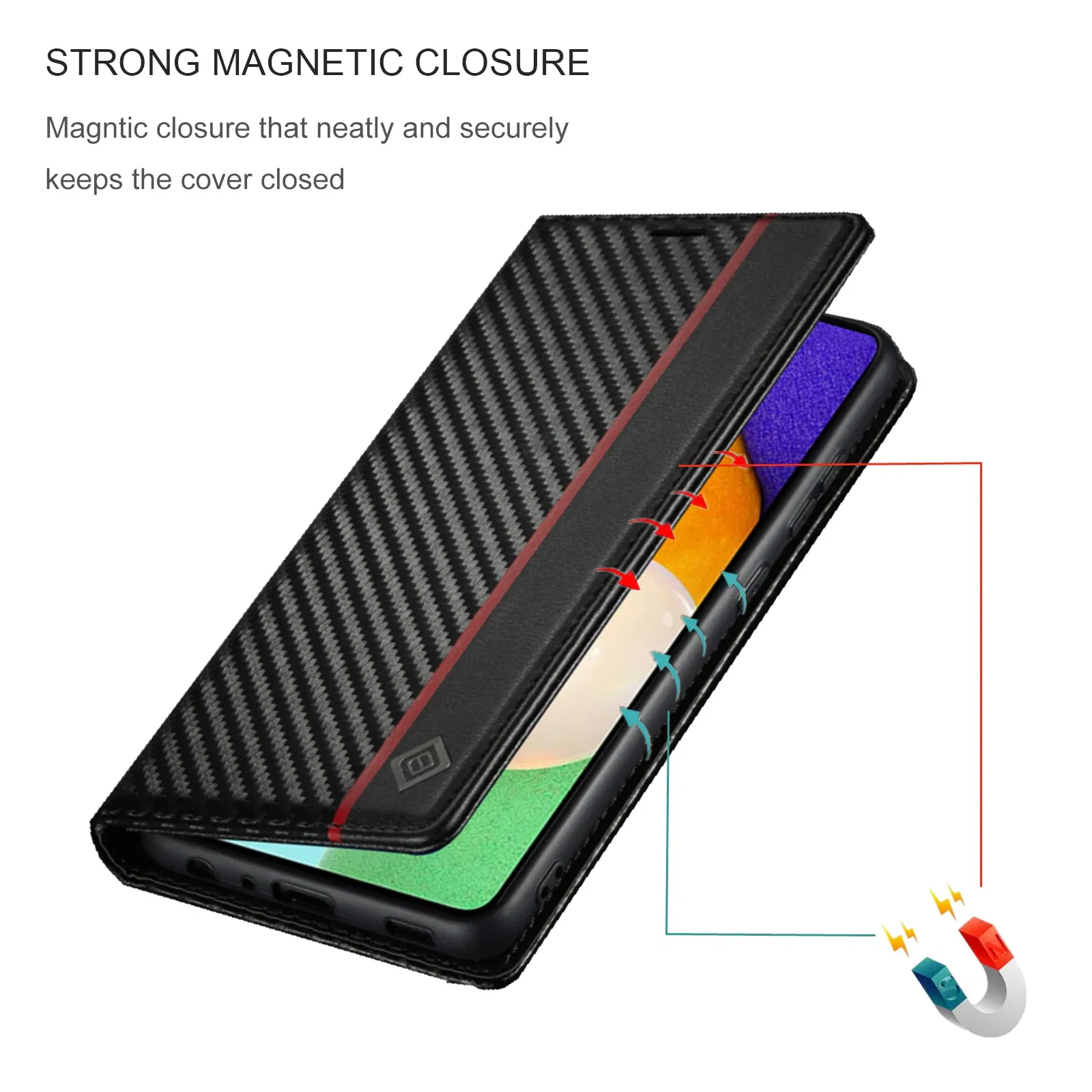 Color: Blue, Material: NEOPRENE - Carbon Fiber Leather Case for Samsung A14 A24 A34 A54 5G A13 A23 A33 A53 Galaxy A52 A72 A32 A12 A04S A02S Wallet Card Slot Cover