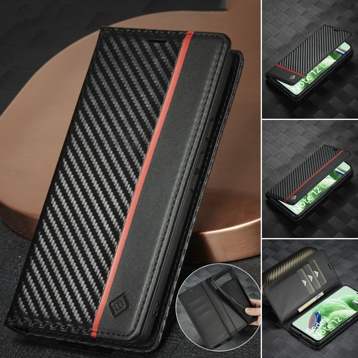 Color: Blue, Material: NEOPRENE - Carbon Fiber Leather Case for Samsung A14 A24 A34 A54 5G A13 A23 A33 A53 Galaxy A52 A72 A32 A12 A04S A02S Wallet Card Slot Cover